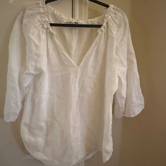 Zara Tops Zara White Linen Top Poshmark